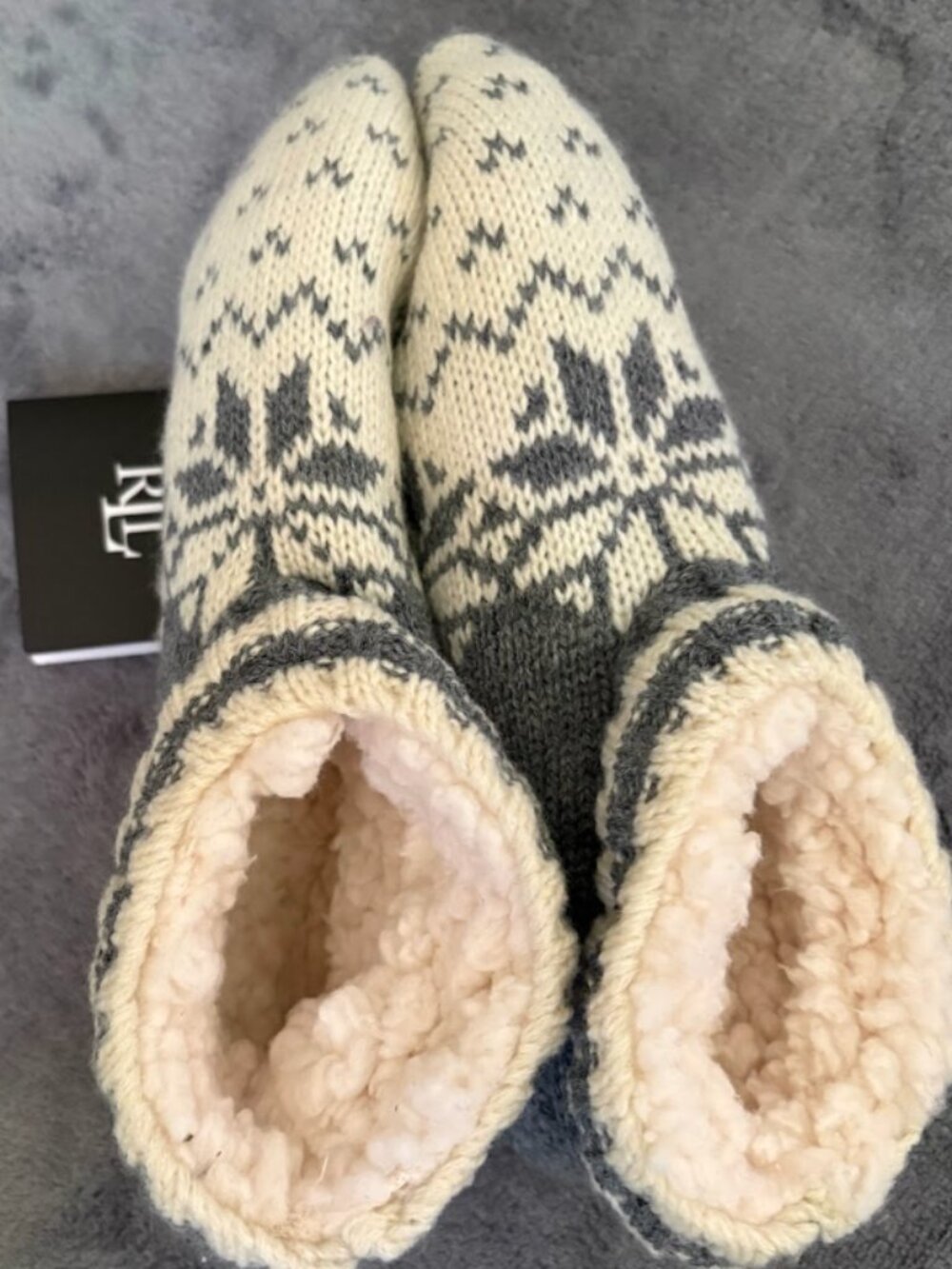 NWT Lauren Ralph Lauren Sherpa Snowflake Slipper Socks Grey